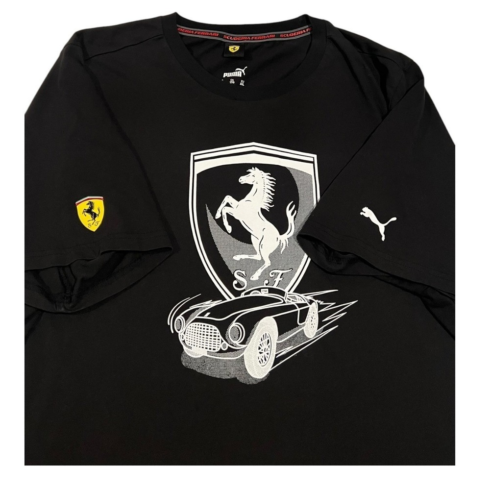 Puma Scuderia Ferrari Mens XXL Black Graphic Tee Vintage Car Racing Shirt Logo